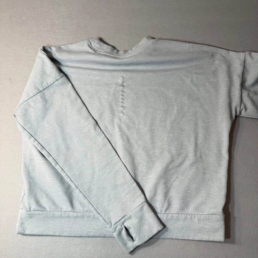 Nike Running Dri-FIT Grey Athletic Cropped Long Sleeve Top with Thumbholes Small